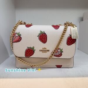NWT Coach Klare Crossbody With Strawberry Print Gold/Chalk Multi CAL65